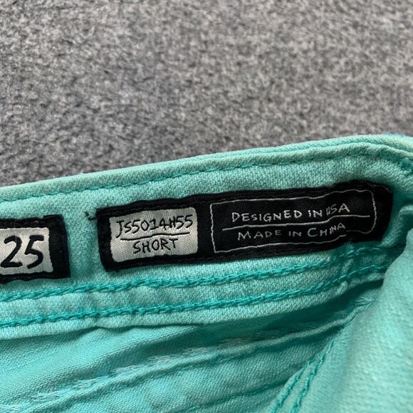 Miss Me Shorts Womens 25 Mint Studded Low Rise Denim Flap Pocket Stretch Zip Fly - Picture 7 of 11